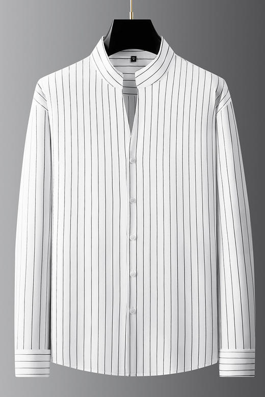 【DDA】大依优型大码男装春季条纹立领衬衫长袖商务休闲上衣加肥300斤 商品图5