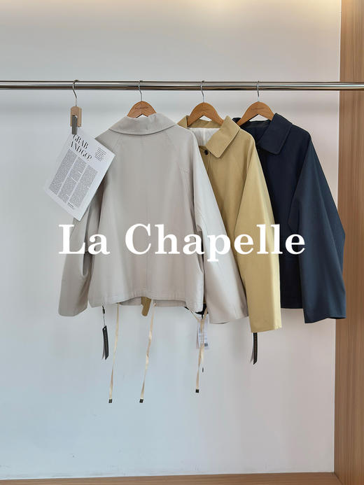 专柜实拍【高智风衣】拉夏贝尔/La Chapelle极简翻领排扣下摆抽绳设计纯棉休闲上衣宽松外套 商品图7