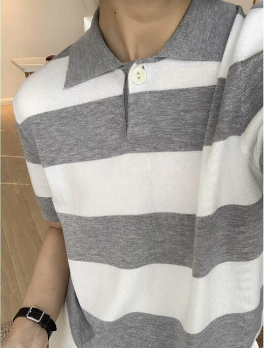 原单polo领撞色条纹针织上衣（均码85-125可穿） 商品图4