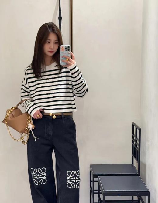 F032503刺绣logo情侣中筒中腰直筒九分设计中腰牛仔裤 商品图13