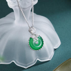 子佩集【蝶影缘深】银S925套链项链【TL016617】绿玉髓平安扣蝴蝶2602