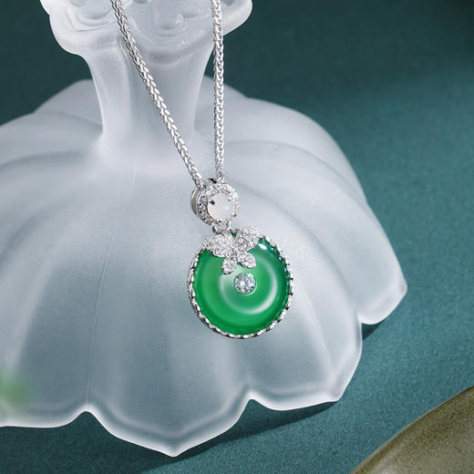 子佩集【蝶影缘深】银S925套链项链【TL016617】绿玉髓平安扣蝴蝶2602 商品图0