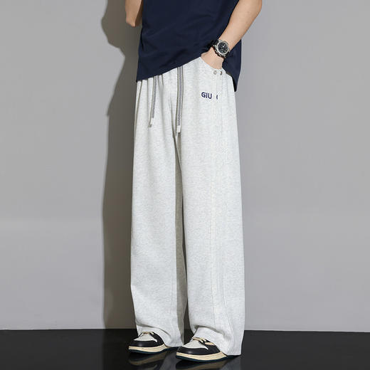 【DYF】【纯棉】大依优型大码男装春季阔腿长裤潮流休闲百搭松紧腰长裤 商品图3