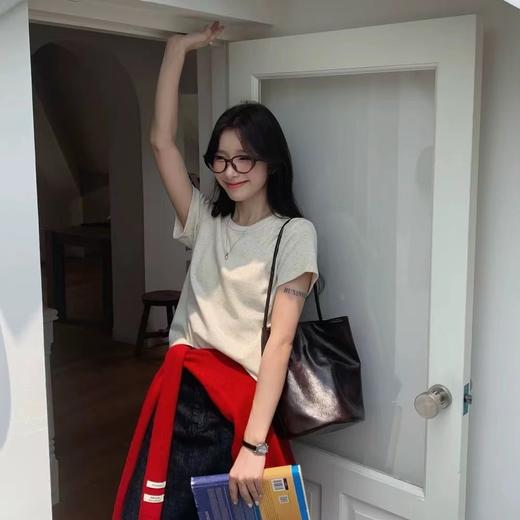 F032501春季新款纯色定染工艺舒适百搭圆领打底短袖T恤 商品图12