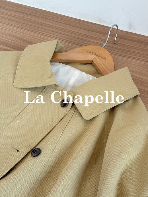 专柜实拍【高智风衣】拉夏贝尔/La Chapelle极简翻领排扣下摆抽绳设计纯棉休闲上衣宽松外套 商品图8