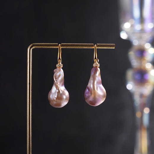 子佩集【潮汐旋律】银S925珍珠惜王妃耳环【W7532】12*20mm珠双色巴洛克彩2601 商品图1