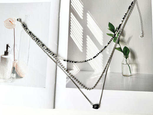 THS-无 香家 中古三层无需搭配的多链条项链 CU1343 商品图3