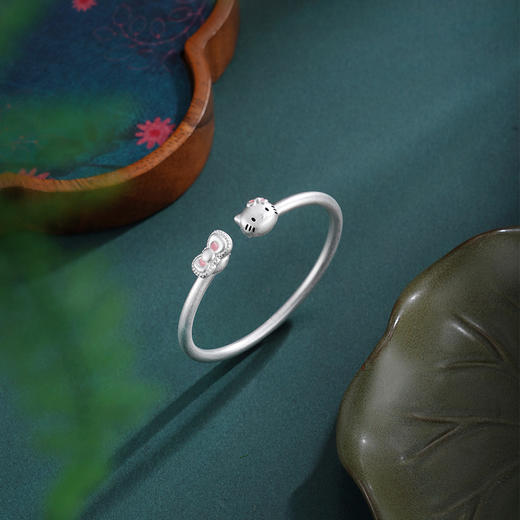 子佩集【凯蒂公主】银S9999童镯【TB0300657】儿童KT粉猫2602 商品图1