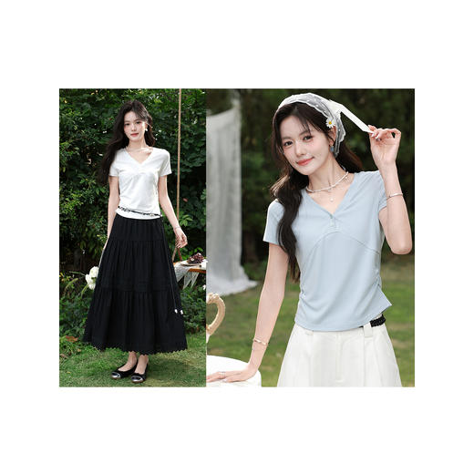 鹿向南【0328/20:00新品前一小时7折】蓝色T恤 商品图0