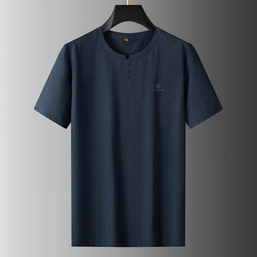 【DPS】【棉麻】大依优型大码男装夏季新中新圆领短袖T恤休闲透气上衣 商品图1