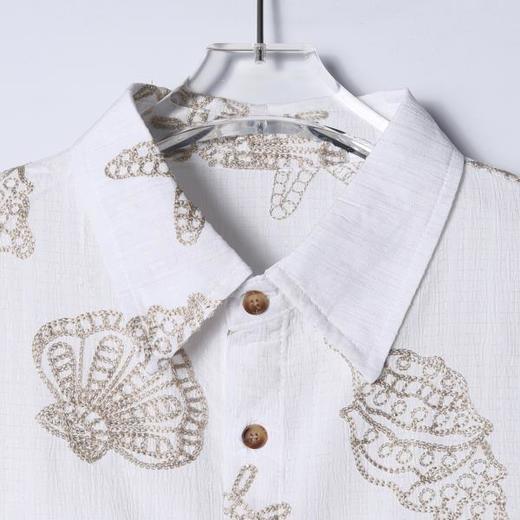 SDSA男装2026新款高贵轻奢简约刺绣贝壳海螺设计短袖衬衫百搭时尚 商品图1