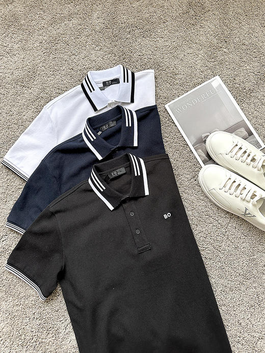 THS-限时 bos家 男士珠地网眼舒适透气翻领polo 4色 AH2515 商品图2