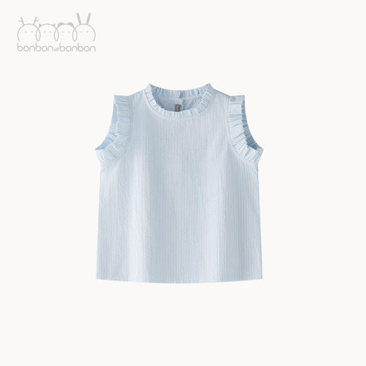 木耳边条纹背心/裤裙套装 商品图3