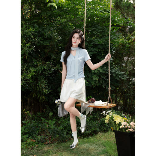 鹿向南【0328/20:00新品前一小时7折】蓝色T恤 商品图1