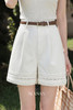 鹿向南「蕾丝叙逸」小众设计感浅杏色休闲短裤女夏季简约风阔腿裤 商品缩略图5