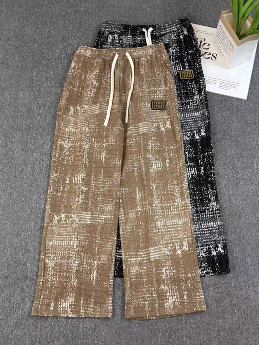 F032546宽松直筒剪裁绳松紧腰设计男女同款美式扎染休闲裤 商品图0