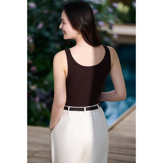 100%天丝背心 夏天不担心闷汗啦！米思阳2026春夏新款法式宽肩款背心内搭弹力上衣女6166 商品图3