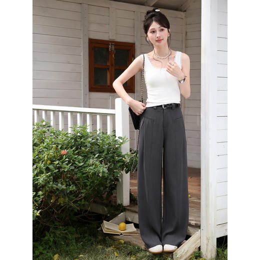 鹿向南【0328/20:00新品前1小时5折限量100件】夏季灰色休闲裤女 商品图2