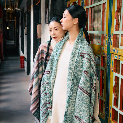 西藏手工捻纱氆氇艺术浮线披毯  SJF97P799N 商品图4