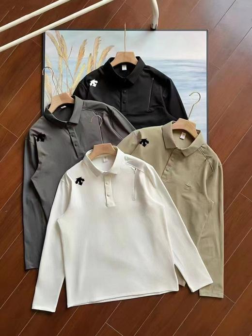 F032555小翻领门襟排扣运动商务设计款长袖POLO衫上衣 商品图1