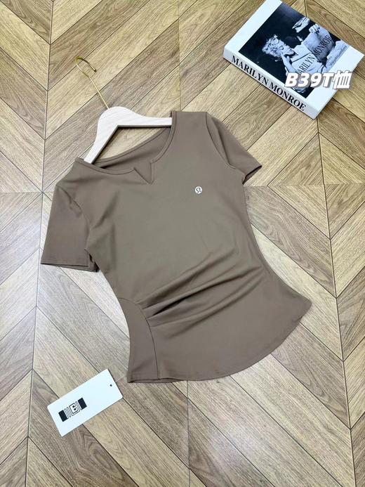 F032551一包两件装新款女士双面云感瑜伽式休闲通勤短袖T恤 商品图3