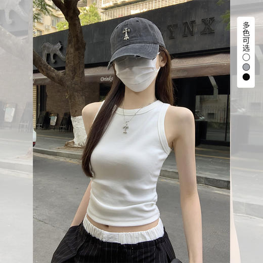 西遇韩版修身辣妹圆领背心女2026年夏季新款褶皱气质显瘦百搭上衣SS060242 商品图0