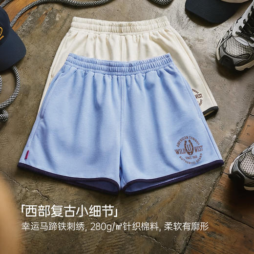 马登复古刺绣运动休闲辣妹外穿显瘦A字直筒短卫裤三分热裤女士夏 商品图4