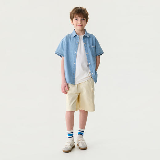 马克珍妮时髦松弛男童纯棉牛仔衬衫2026年夏装新款560523 商品图3