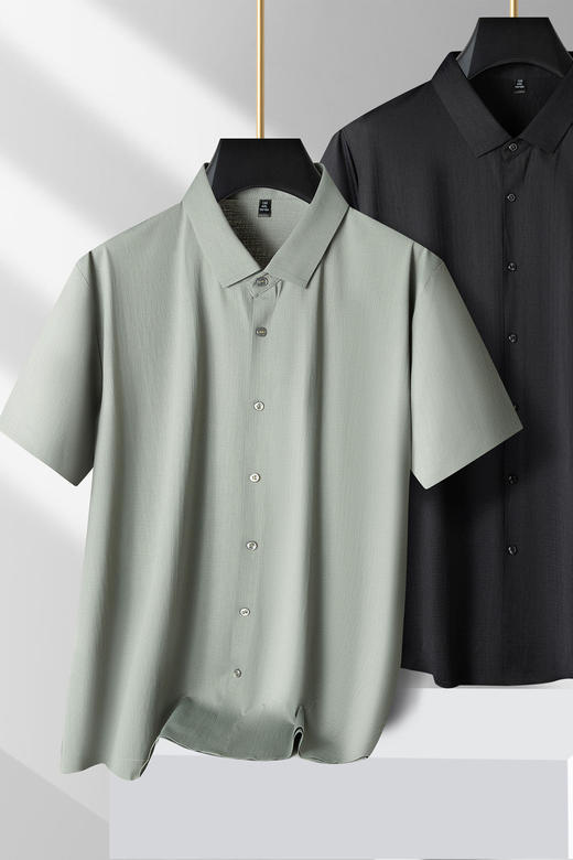 【DPS】大依优型大码男装夏季冰丝短袖衬衫商务休闲百搭上衣衬衣翻领 商品图5