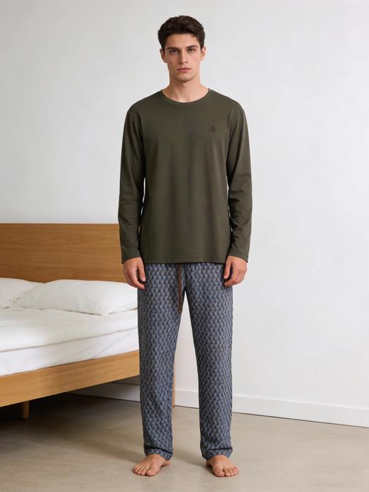 【马到成功棉莫经典】SCHIESSER德国舒雅男士棉+莫代尔柔软亲肤长袖长裤家居套装39/23435H 商品图2