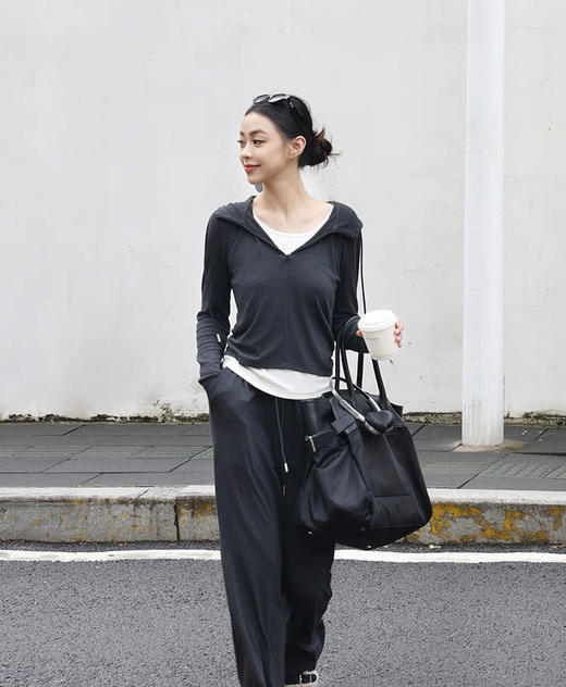 早春慵懒高级感蛋白棉绒假两件连帽套装 商品图14