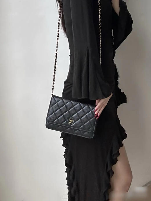 Chanel 黑金 woc 荔枝纹牛皮 链条包 商品图3