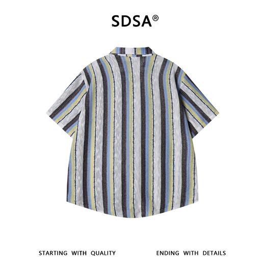 7057SDSA男装2026新款高贵轻奢韩系简约撞色竖纹短袖衬衫百搭舒适上衣 商品图1