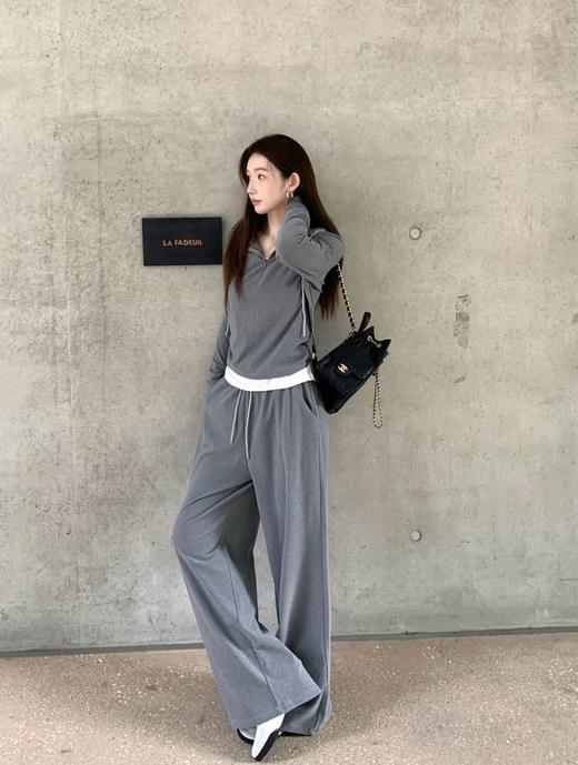 早春慵懒高级感蛋白棉绒假两件连帽套装 商品图12