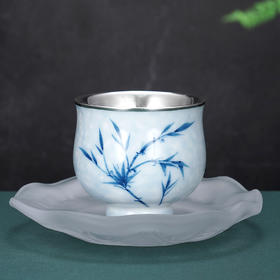 子佩集【时和岁稔】银S990摆件【TZYF048】茶具多规格四叶草牡丹竹子莲花茶杯2602