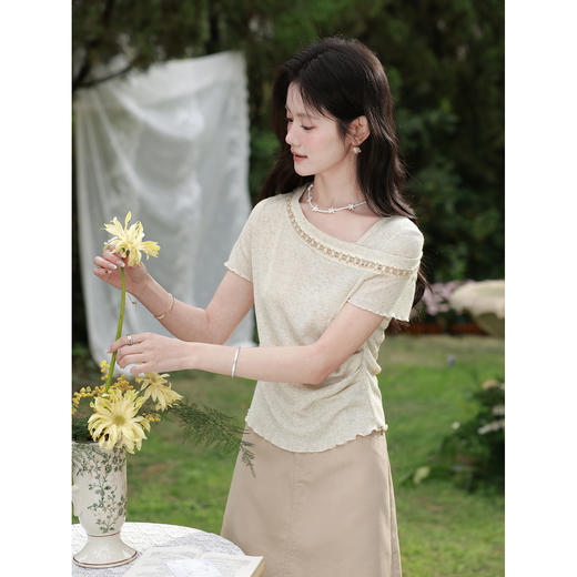 鹿向南【0328/20:00新品前一小时7折】淡黄色T恤 商品图3