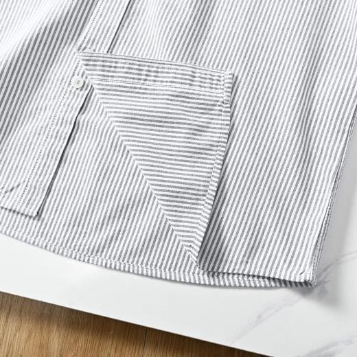 F032534春季新款休闲日常高品质男士纯棉条纹长袖衬衫 商品图12