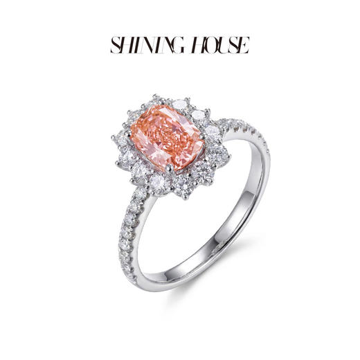 ShiningHouse[培育] 粉钻系列 18k金钻石戒指 长方形1.5克拉钻人工真钻人造钻石K金戒指时尚钻石戒指卓越匠心奢耀臻献【此商品不支持7天无理由退货退款】 商品图2