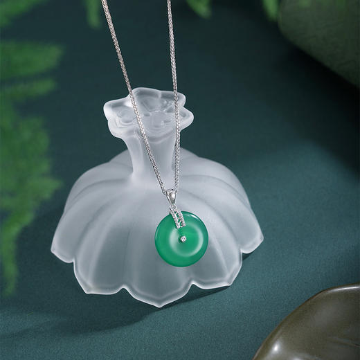 子佩集【平安福泽】银S925套链项链【TL016619】绿玉髓平安扣2602 商品图1