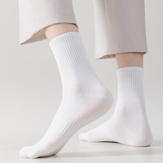 【39元5双，下单拍5】新疆长绒棉男黑白灰纯色抗菌束腰透气棉袜四季袜休闲透气黑色袜子ZXFX2026 商品图2