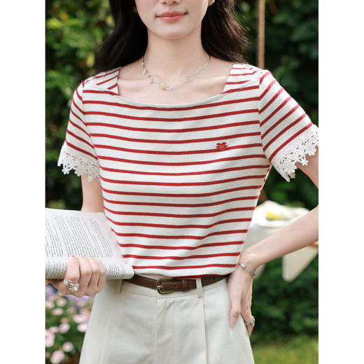 鹿向南【0328/20:00新品前1小时7折限量100件】红色T恤 商品图2