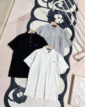 F032524小马刺绣休闲修身商务翻领情侣款短袖半袖T恤