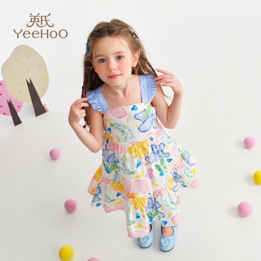 【英氏】【90-130】女童夏季碎花吊带连衣裙 商品图7