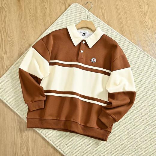 F032518春季新品弹力休闲拼色条纹男士翻领polo长袖 商品图4