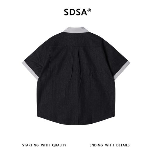SDSA男装2026新款高贵轻奢潮牌撞色领双口袋牛仔短袖衬衫百搭时尚 商品图4