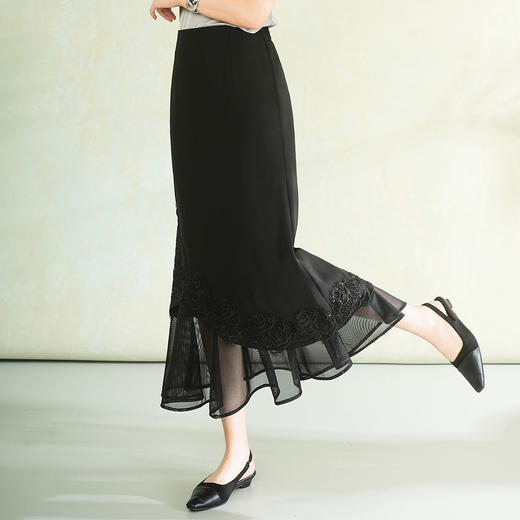 「自」全新升级【铂金会员128/天猫169/差价41】(12809)洛诗琳设计感拼接半身裙2026夏季新款不规则高腰显瘦中长裙 商品图2