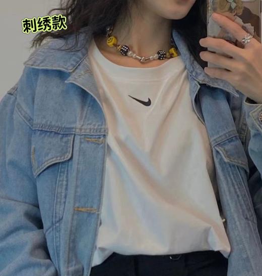 F032562情侣圆领刺绣宽松棉质休闲运动短袖T恤 商品图4