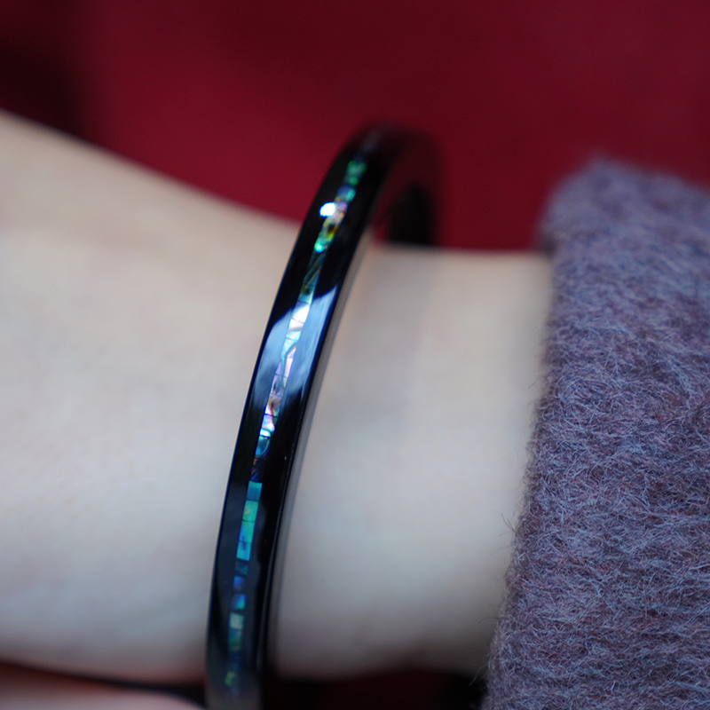 【宝光锦绣螺细镶嵌大漆手镯】紫光檀木质、古典方镯女士手作饰品