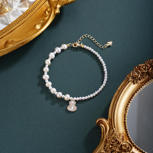 子佩集【福禄天成】珍珠惜王妃手链【ZZSL024】3-6mm珠镀金葫芦2601 商品图1