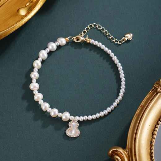 子佩集【福禄天成】珍珠惜王妃手链【ZZSL024】3-6mm珠镀金葫芦2601 商品图0